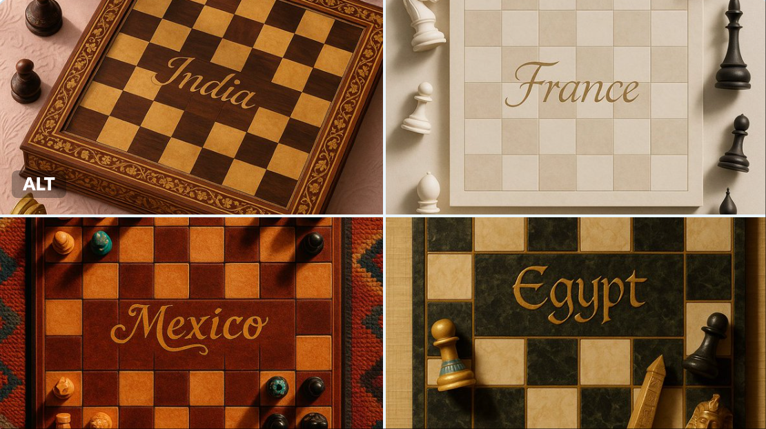 A Chessboard Design Inspired by [COUNTRY]'s Artistic Heritage