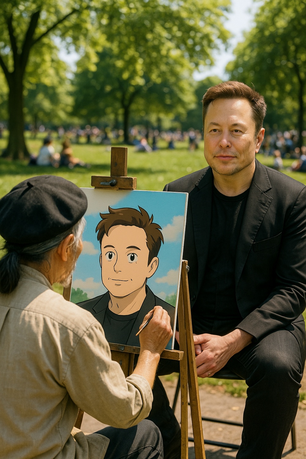 Elon Musk Posing for a Portrait in a Park