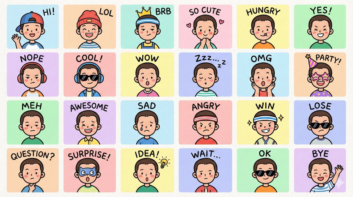 LINE-style Half-Body Q-Version Emoji Pack