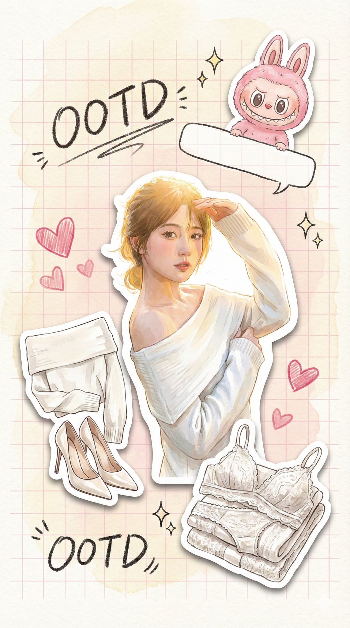 Diario/Mood Board ad acquerello crema