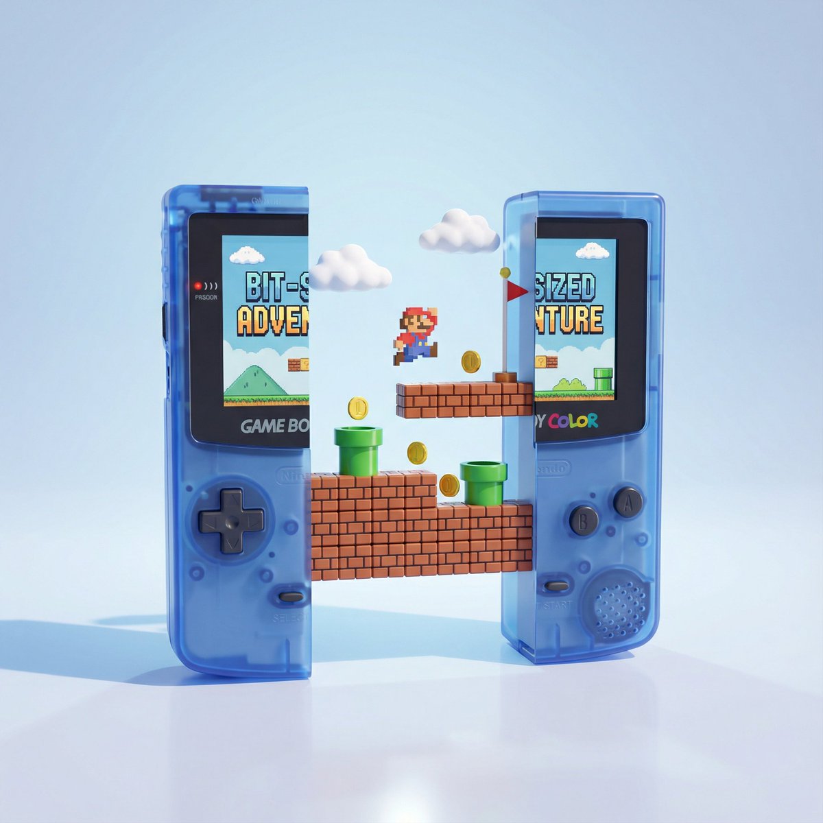 Highly Polished 3D Render of a Classic Handheld Game Console